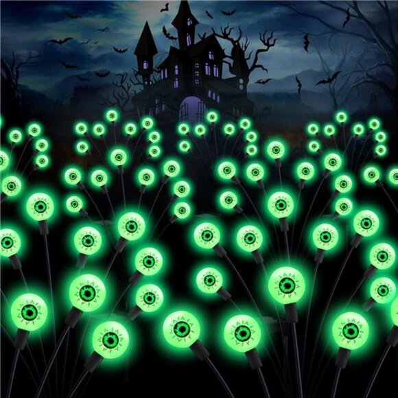 Halloween Decorations Outdoor Solar Scary Eyeball Lights, 4Pack 32LEDs - Picture 1 of 7